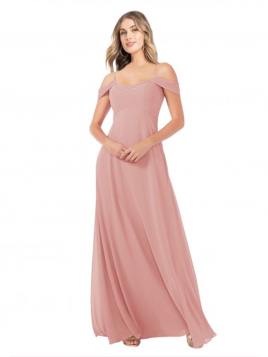 Affordable Draped Shoulder Sash Back Chiffon Bridesmaid Dress Canada