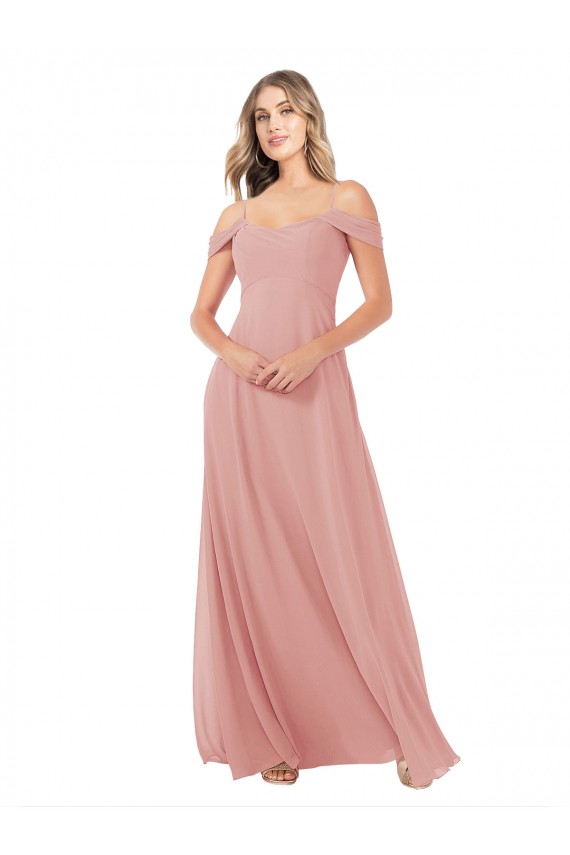 Affordable Draped Shoulder Sash Back Chiffon Bridesmaid Dress Canada