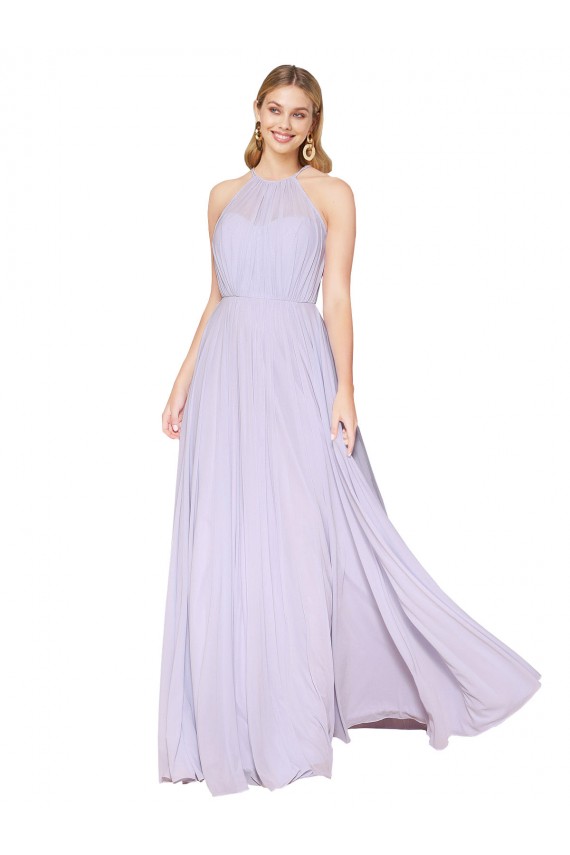 Affordable High Neck Halter Shirred Chiffon Bridesmaid Dress / Formal Prom Dress Canada