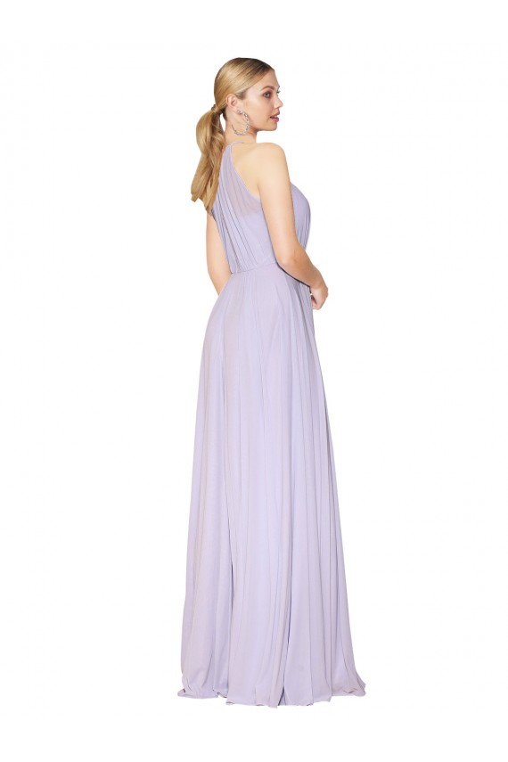 Affordable High Neck Halter Shirred Chiffon Bridesmaid Dress / Formal Prom Dress Canada
