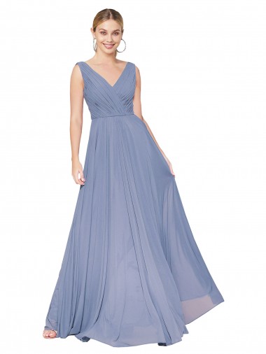 Affordable Floor Length High Neck V-Back Chiffon Bridesmaid Dress / Formal Prom Dress Canada