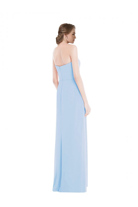 Affordable Strapless Sweetheart Maxi Bridesmaid Dress with Pleated Front Slit Canada