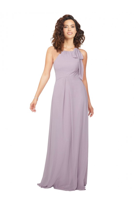 Affordable Halter Neck Bridesmaid Dress with Bow Canada