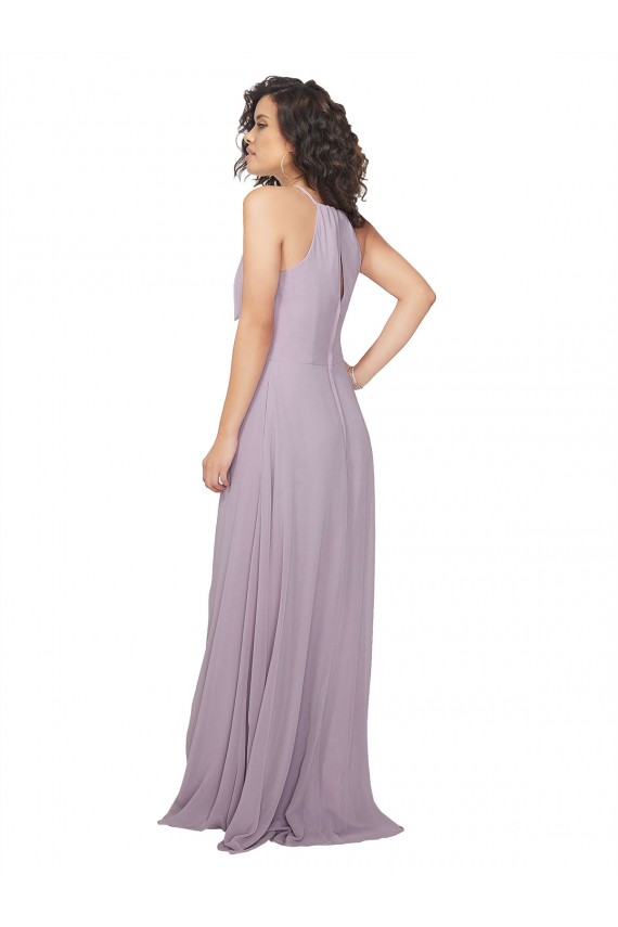 Affordable Halter Neck Bridesmaid Dress with Bow Canada