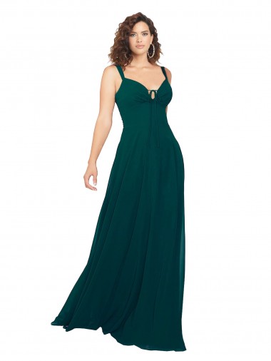 Affordable Tied Bodice Sweetheart V-Neck Chiffon Bridesmaid Dress Canada