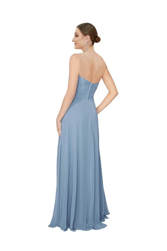 Affordable Draped Sweetheart Chiffon Bridesmaid Dress with Front Slit Canada