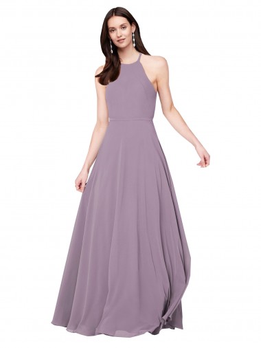 Affordable Floor Length Long Chiffon Bridesmaid Dress with Double Bow Feature Canada