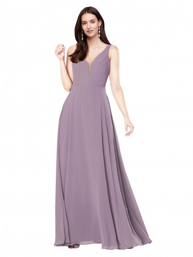 Affordable Long Chiffon Formal Bridesmaid Dress with Open Back Canada