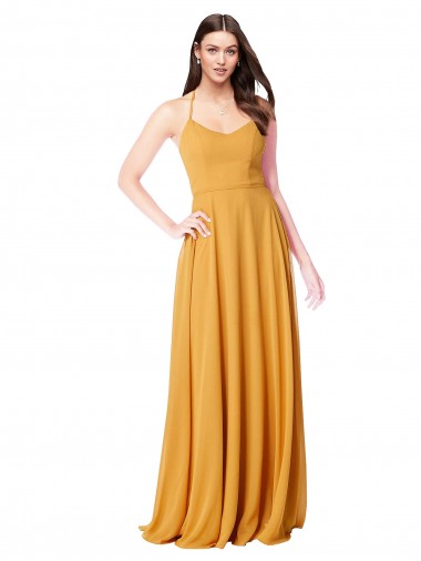 Affordable Chiffon A-Line Bridesmaid Dress with Halter Back Canada