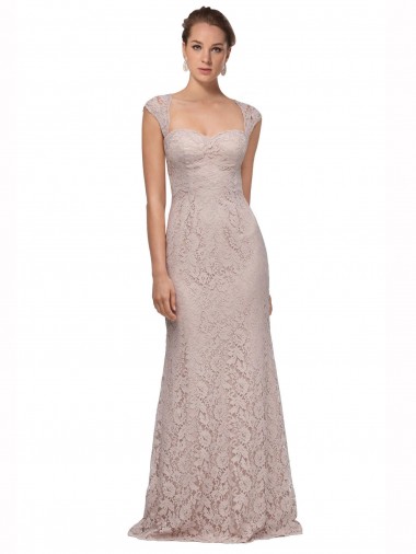 Affordable Sweetheart Neckline Cap Sleeves Lace Bridesmaid Dress / Prom Dress with Twist Canada