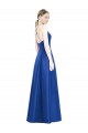 Affordable Full Pleated V-Neck Long Satin Bridesmaid Dress with Criss Cross Open Back Canada