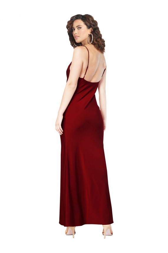 Affordable Cowl Neck Low Back Formal Silky Satin Bridesmaid Dress / Prom Dress with Thin Back Straps Canada