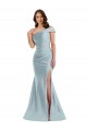 Affordable Bias-Cuff One Shoulder Formal Silky Satin Mermaid Bridesmaid Dress / Prom Dress with Side Slit Canada