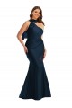 Affordable Scarf Neck One Shoulder Formal Silky Satin Mermaid Bridesmaid Dress / Prom Dress with Front Slit Canada