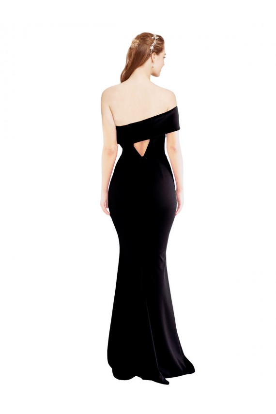 Affordable Asymmetrical Draped Off the Shoulder Banded Formal Crepe Bridesmaid Dress / Prom Dress Canada