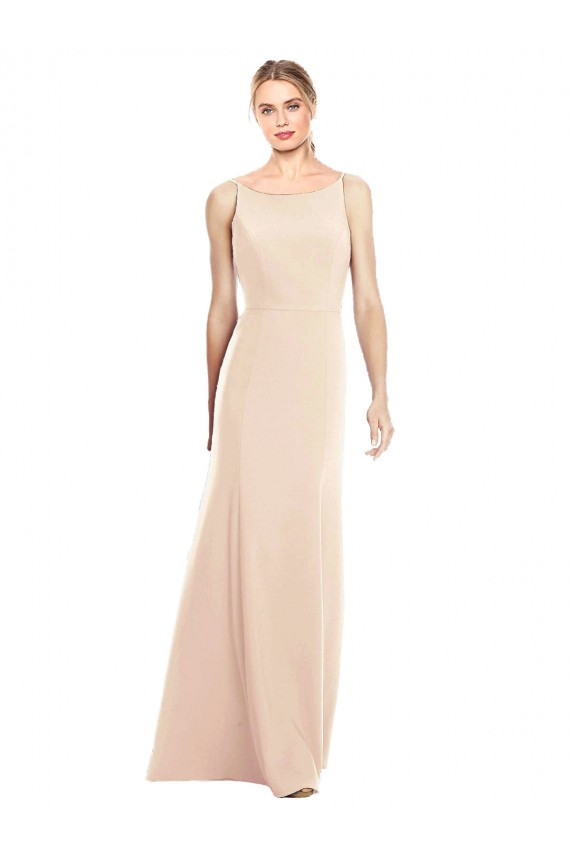Affordable V-Spaghetti Strap Open Back Bateau Neck Trumpet Bridesmaid Dress / Prom Dress Canada