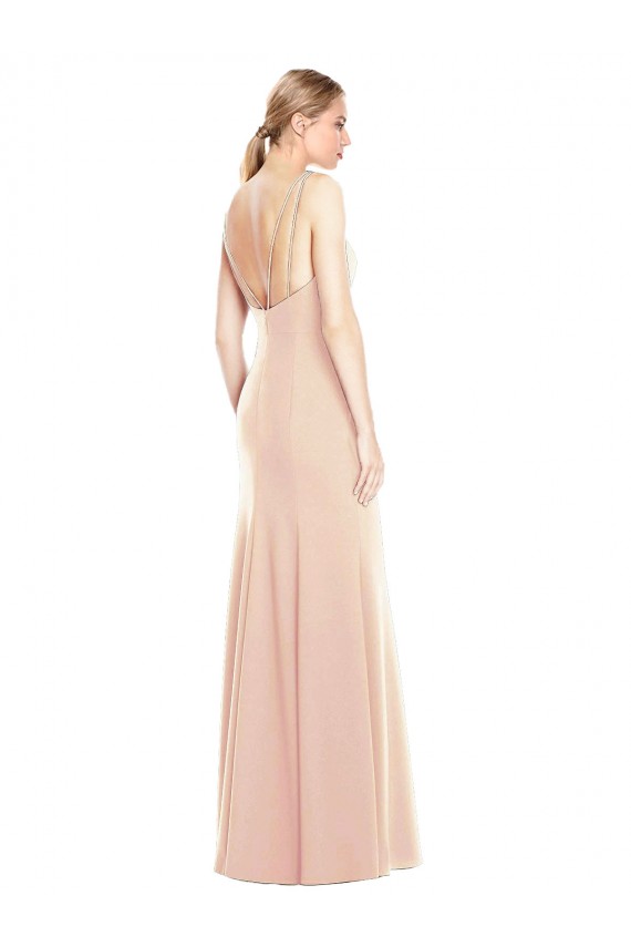 Affordable V-Spaghetti Strap Open Back Bateau Neck Trumpet Bridesmaid Dress / Prom Dress Canada