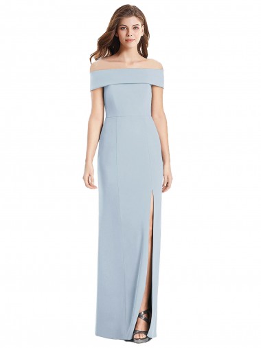Affordable Cuffed Off the Shoulder Long Trumpet Bridesmaid Dress / Prom Dress Canada