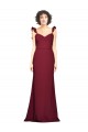 Affordable Crepe Slip Bridesmaid Dress / Prom Dress with Ruffled Straps Canada
