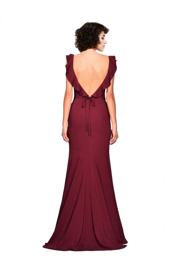 Affordable Crepe Slip Bridesmaid Dress / Prom Dress with Ruffled Straps Canada