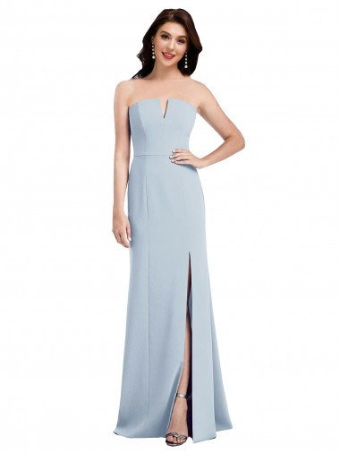 Affordable Strapless Notch Crepe Bridesmaid Dress / Prom Dress with Front Slit Canada