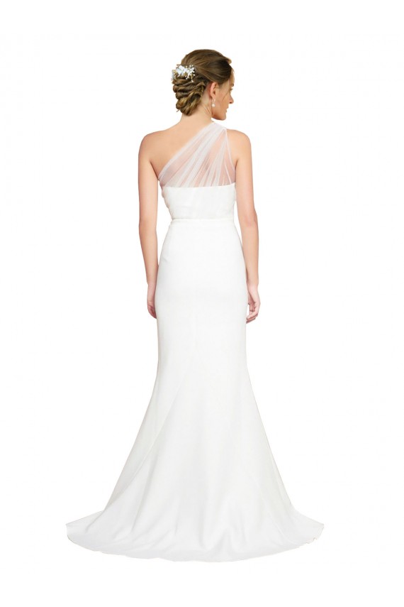 Affordable Soft Tulle Shoulder Overlay Mermaid One Shoulder Formal Crepe Bridesmaid Dress Canada