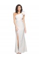 Affordable One Shoulder Long Full Length Formal Crepe Bridesmaid Dress / Prom Dress with Ruffles and Side Split Canada