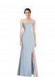 Affordable Asymmetrical Off the Shoulder Cuff Trumpet Formal Crepe Bridesmaid Dress / Prom Dress With Front Slit Canada