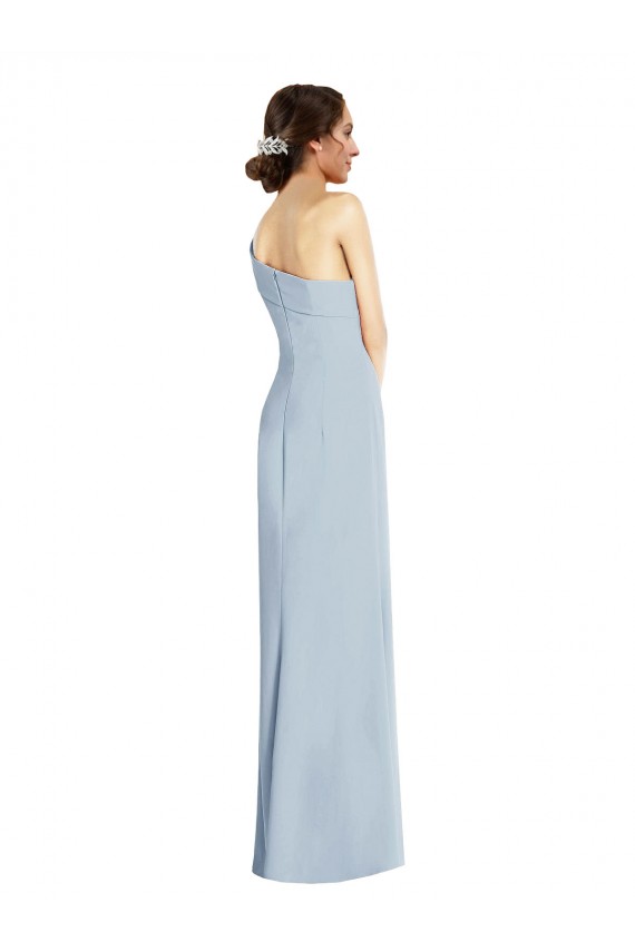 Affordable Asymmetrical Off the Shoulder Cuff Trumpet Formal Crepe Bridesmaid Dress / Prom Dress With Front Slit Canada