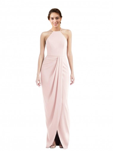 Affordable Halter Draped Tulip Skirt Maxi Bridesmaid Dress / Prom Dress Canada