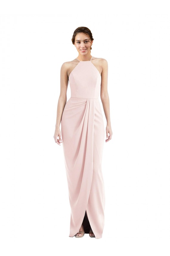 Affordable Halter Draped Tulip Skirt Maxi Bridesmaid Dress / Prom Dress Canada