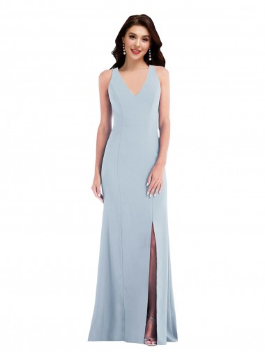Affordable Criss Cross Cutout Back Maxi Bridesmaid Dress / Prom Dress with Front Slit Canada