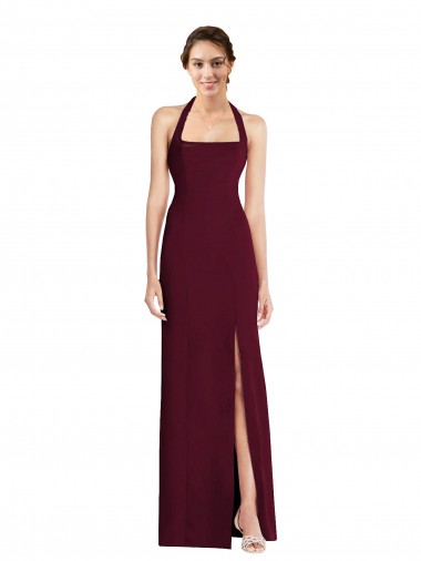 Affordable Tie Halter Open Back Trumpet Bridesmaid Dress / Prom Dress Canada