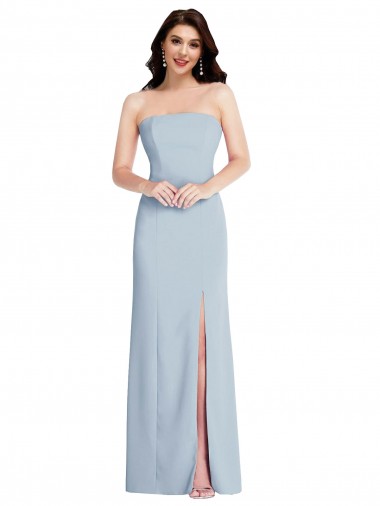 Affordable Strapless Scoop Back Maxi Formal Crepe Bridesmaid Dress / Prom Dress with Front Slit Canada