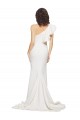 Affordable Ruched Long Sweep Train Crepe Bridesmaid Dress / Prom Dress with Shoulder Ruffles Canada