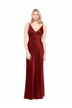 Affordable Full Length Long Formal Stretch Satin Slip Bridesmaid Dress / Prom Dress V-Back Canada
