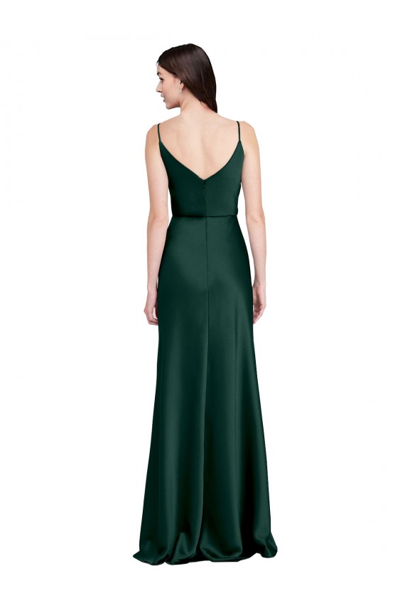 Affordable Fitted Cowl Neck Long Formal Stretch Satin Slip Bridesmaid Dress / Prom Dress with V-Back Canada
