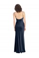 Affordable Cowl Neck Long Empire Waist Formal Stretch Satin Bridesmaid Dress with Open Back Canada