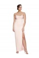 Affordable Cowl Neck Strapless Formal Stretch Satin Bridesmaid Dress / Prom Dress with High Split Canada