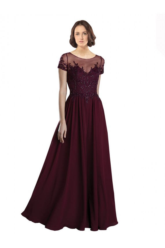 Affordable Full Length Beaded and Embroidered Tulle Bodice Long Chiffon Bridesmaid Dress Canada