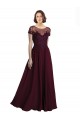 Affordable Full Length Beaded and Embroidered Tulle Bodice Long Chiffon Bridesmaid Dress Canada
