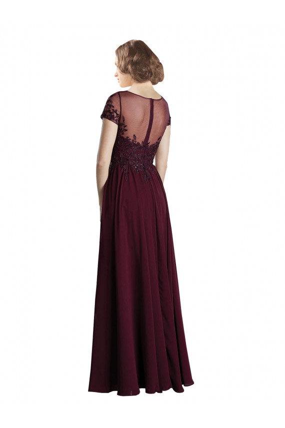 Affordable Full Length Beaded and Embroidered Tulle Bodice Long Chiffon Bridesmaid Dress Canada