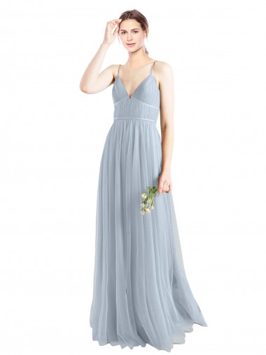 Affordable Spaghetti Straps V-Neck Slim A-Line Tulle Bridesmaid Dress Canada