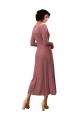Affordable Long Sleeve Velvet Faux Wrap Midi Length Bridesmaid Dress / Prom Dress Canada